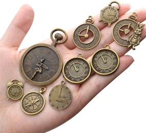 img 1 attached to 100g (approximately 50pcs) Assorted Alloy Clock Face Charms Pendant 🕰️ Steampunk Gears Wheel Cog Charms Findings for Jewelry Making and Crafting