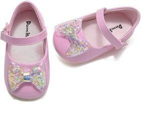 img 4 attached to Comway Infant Toddler Baby Girl Mary Jane Ballerina Flats Shoes with Anti-Slip PU Sole and Bowknot Detail for Princess Party Dress - Sizes 1 to 5