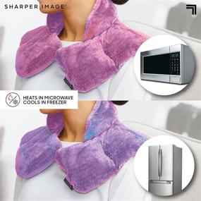 img 1 attached to 🌿 Warm & Cooling Herbal Aromatherapy Neck & Shoulder Plush Wrap Pad for Soothing Muscle Pain and Tension Relief Therapy - 100% Natural Lavender & Herb Spa Blend, Microwave or Freeze Use
