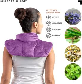 img 2 attached to 🌿 Warm & Cooling Herbal Aromatherapy Neck & Shoulder Plush Wrap Pad for Soothing Muscle Pain and Tension Relief Therapy - 100% Natural Lavender & Herb Spa Blend, Microwave or Freeze Use