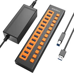 img 4 attached to iDsonix USB 3.0 Hub: 13-Port 12V / 5A Powered USB Hub with BC1.2 Fast Charge (5V2.4A), 5Gbps High Speed Transfer, Individual Switches, Aluminum Alloy USB Splitter for Laptop, PC, HDD, SSD, and More