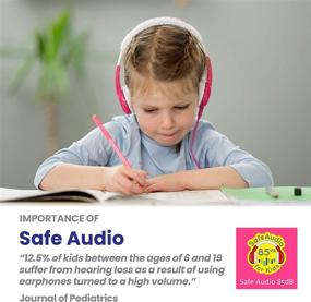 img 2 attached to 🎧 ONANOFF BuddyPhones Explore Foldable - Pink: Volume-Limiting Kids Headphones with Travel Bag, Audio Sharing, Mic - Compatible with Fire, iPad, iPhone, Android