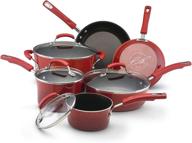 🍳 top-rated 10-piece rachael ray brights nonstick cookware set in red logo