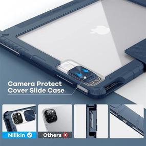 img 2 attached to 📱 Nillkin Case for iPad Pro 12.9 2021/2020: Slide Camera Cover + Pencil Holder | Smart Protective Stand Cover in Blue