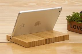 img 2 attached to 📱 AuroTrends Desktop Stand for iPad: Stylish and Portable Bamboo Tablet Holder for iPad and Samsung Galaxy Tab