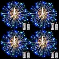 🌟 120 led starburst fairy string lights - 4 pack, 8 modes + remote control, dimmable christmas decoration lights for wedding, colorful hanging lights logo