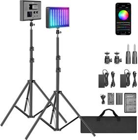 img 4 attached to 🎥 Набор батарей Neewer 2-Packs P280 RGB LED-видеосвет с управлением через приложение - CRI97+/настраиваемая цветовая температура/360° полный цвет/9 сцен, LED-панель с съемным диффузором для YouTube, уличной фотографии