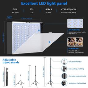 img 3 attached to 🎥 Набор батарей Neewer 2-Packs P280 RGB LED-видеосвет с управлением через приложение - CRI97+/настраиваемая цветовая температура/360° полный цвет/9 сцен, LED-панель с съемным диффузором для YouTube, уличной фотографии