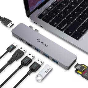 img 4 attached to 🔌 TOTU 8 in 2 USB C Hub for MacBook Pro 2020/2019-2016 | Dual 4K HDMI, 100W PD, 3 USB 3.0