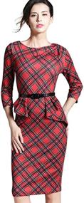 img 2 attached to HOMEYEE Vintage Tartan Bodycon Dress for Women - Stylish Women's Apparel