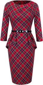 img 4 attached to HOMEYEE Vintage Tartan Bodycon Dress for Women - Stylish Women's Apparel