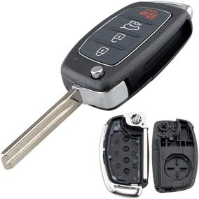 img 4 attached to Olivine Auto 026 Flip Remote Key Fob Car Key Case for 🔑 Hyundai Sonata Santa Fe – Stylish Black Design with Uncut Blade Key Shell