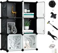 🗄️ modular cube storage organizer with doors | 6-cube closet shelving cabinet | diy plastic organizer with dark black panels & translucent white doors logo