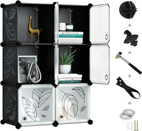 img 4 attached to 🗄️ Modular Cube Storage Organizer with Doors | 6-Cube Closet Shelving Cabinet | DIY Plastic Organizer with Dark Black Panels & Translucent White Doors