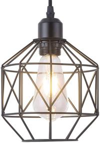 img 3 attached to 💡 Retro Loft Pendant Light: Vintage Industrial Design, Black Basket Cage Ceiling Lamp for Living Room and Bedroom