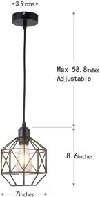 img 2 attached to 💡 Retro Loft Pendant Light: Vintage Industrial Design, Black Basket Cage Ceiling Lamp for Living Room and Bedroom