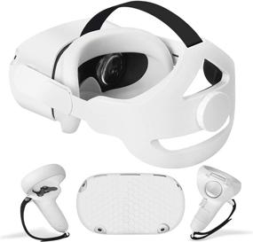 img 4 attached to 🔥 Esimen 5 в 1 Регулируемый ремень для головы для Oculus Quest 2 VR Shell: Улучшенная поддержка, комфорт и стиль в VR (Белый)