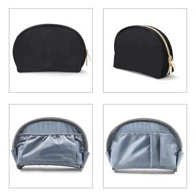 img 2 attached to 👜 Ultimate Waterproof Half Moon Makeup Bag Set for Women - AceList 3Pcs Travel Organizer, Portable and Stylish Toiletry Bags with Double Gold Zipper - Black