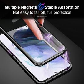 img 2 attached to 🔴 Clear QUIETIP Compatible Samsung Galaxy S21 5G Case - Transparent Magnetic Slim Metal Frame, Double-Sided Tempered Glass Shockproof Case with Built-in Screen Lens Protection - Red