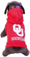 🐶 ncaa oklahoma sooners hooded dog shirt: a stylish cotton lycra garment for collegiate pet fans логотип