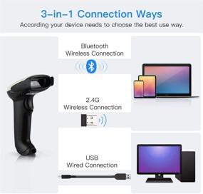 img 2 attached to Eyoyo Wireless 2D QR Barcode Scanner: Bluetooth, 2.4G Wireless, USB Wired, Stand Included - Advanced Handheld Reader for 1D & 2D Scanning, Auto Sensing - Connects to Smartphones, Tablets, PCs