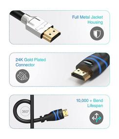 img 2 attached to 🔌 Top-quality BlueRigger 4K HDMI Cable - 50 Feet, Black, High Speed, In-Wall CL3 Rated, 4K 30Hz