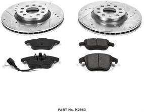 img 1 attached to 🚗 Улучшенная производительность: Комплект передних тормозных колодок Power Stop K2963 с карбоновыми пластинами Z23 и сверлеными и шлицевыми тормозными дисками