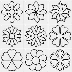 img 4 attached to Flower Line Quilting Stencil Kit: 9-Piece Reusable Mylar Templates with Metal Open Ring for Sewing on Fabric, Quilts, and Clothes