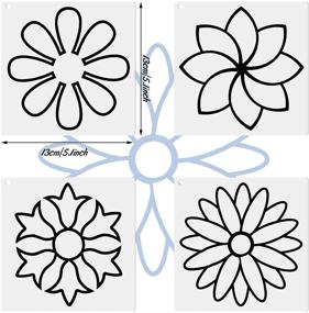 img 3 attached to Flower Line Quilting Stencil Kit: 9-Piece Reusable Mylar Templates with Metal Open Ring for Sewing on Fabric, Quilts, and Clothes