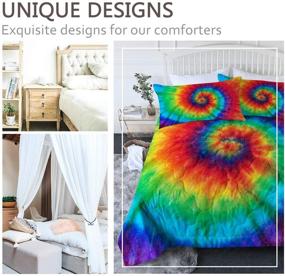 img 3 attached to 🌈 BlessLiving Tie Dye Twin Comforter Set - Vibrant Rainbow Bedding for Teen Girl - 3pc Boho Hippie Bed Quilt Set with 2 Pillow Shams - Vintage Summer Comforter (Orange Blue Green)