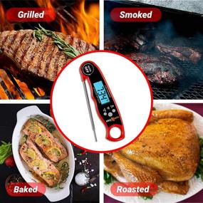 img 2 attached to 🥩 Red Dual Probe Instant Read Meat Thermometer - Digital Cooking Thermometer with Large LCD Backlight for Kitchen, Candy, BBQ, Grill - Battery Included