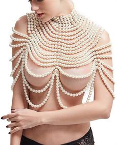 img 2 attached to 💎 Pearl Body Chain Bra - Fashion Shoulder Necklaces Bra Chain for Body Jewelry