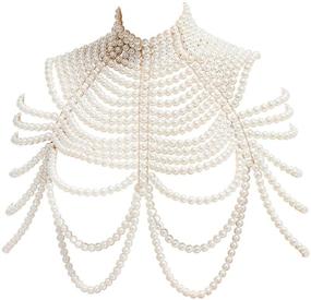 img 4 attached to 💎 Pearl Body Chain Bra - Fashion Shoulder Necklaces Bra Chain for Body Jewelry