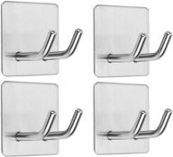 🔒 cacaso adhesive hooks 4-pack - stainless steel razor holder towel hook for bathroom, heavy duty wall hooks, waterproof hangers for kitchen and bedroom, stick on robe hooks with anti-skid double hanging capability logo