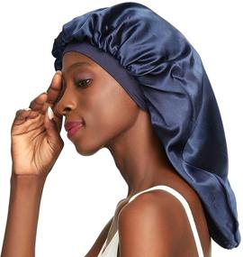 img 1 attached to 🌙 Double-Layer Satin Sleep Cap for Long Hair, Braids, Dreadlocks, and Curly Hair by Awefeel