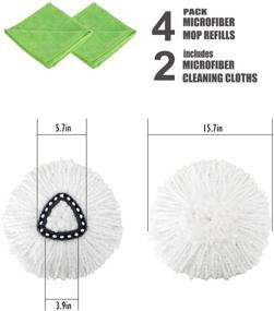 img 3 attached to 🧹 4 Pack Microfiber Spin Mop Head Replacement - Easy Cleaning Refills & Bonus 2 Microfiber Cloths