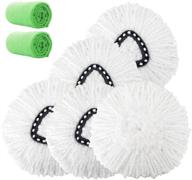 🧹 4 pack microfiber spin mop head replacement - easy cleaning refills & bonus 2 microfiber cloths logo