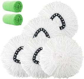 img 4 attached to 🧹 4 Pack Microfiber Spin Mop Head Replacement - Easy Cleaning Refills & Bonus 2 Microfiber Cloths