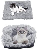 iheartyard furry self warming cat bed mat, 2-in-1 soft pet sleeping blanket cushion bed pad 🐱 for cats small dogs, comfy pet heated nest mat with anti-slip design for cats and puppies - white logo