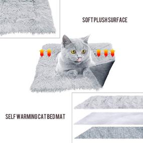 img 1 attached to iHeartYard Furry Self Warming Cat Bed Mat, 2-in-1 Soft Pet Sleeping Blanket Cushion Bed Pad 🐱 for Cats Small Dogs, Comfy Pet Heated Nest Mat with Anti-Slip Design for Cats and Puppies - White