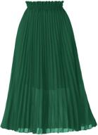 👗 goobgs women's pleated a-line high waist swing flare midi skirt: elevate your style with graceful elegance! logo