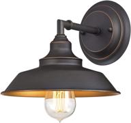 🌟 westinghouse lighting 6344800 iron hill wall fixture, 1 sconce, oil rubbed bronze/bronze, indoor finish with highlights логотип