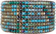 🌈 handmade boho bracelets for women - colorful crystal beaded bracelets - adjustable leather cuff bracelet with slider opening logo