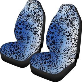 img 4 attached to JOAIFO Blue Black Leopard Painting Car Seat Covers Front Seat Only Set Of 2