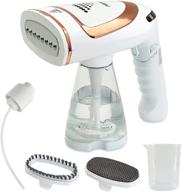 👕 upgrade travel garment steamer: powerful 1600-watts white handheld foldable fabric wrinkle remover with pump steam technology & 250ml detachable water tank logo