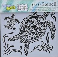 crafters workshop tcw610s sea turtles stencil, 6" x 6", white logo