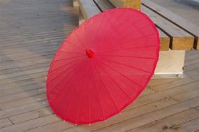 img 3 attached to Stylish and Sustainable Red Bamboo Parasol Umbrella - Perfect for Weddings and Events