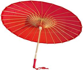 img 4 attached to Stylish and Sustainable Red Bamboo Parasol Umbrella - Perfect for Weddings and Events