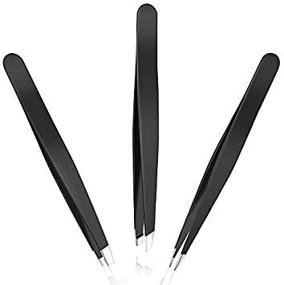 img 3 attached to 🔝 Premium Stainless Steel Tweezers Set for Precise Eyebrow Shaping and Ingrown Hair Removal - 3 Piece Slant Flat Pointed Tips with Travel Case