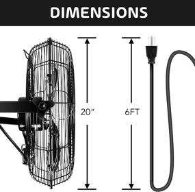 img 1 attached to Black Wall-Mount Fan - Simple Deluxe 20 Inch High Velocity Fan with 3 Speeds